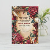 Vintage Mad Hatter Tea Party Birthday  招待状 (スタンド正面)