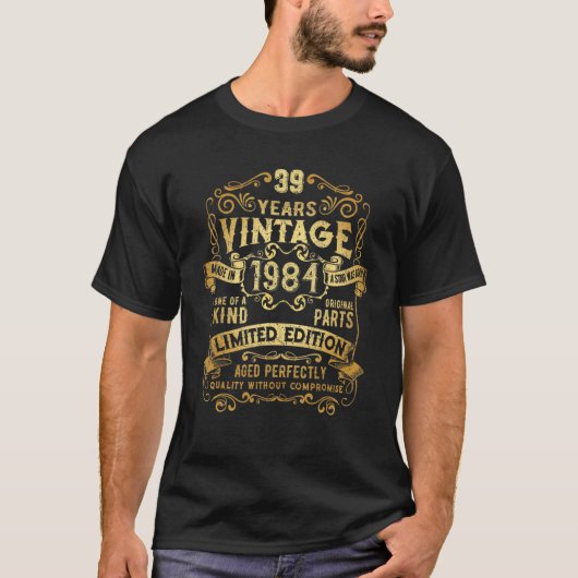 Vintage Made in 1984 39th Birthday Tシャツ (正面)