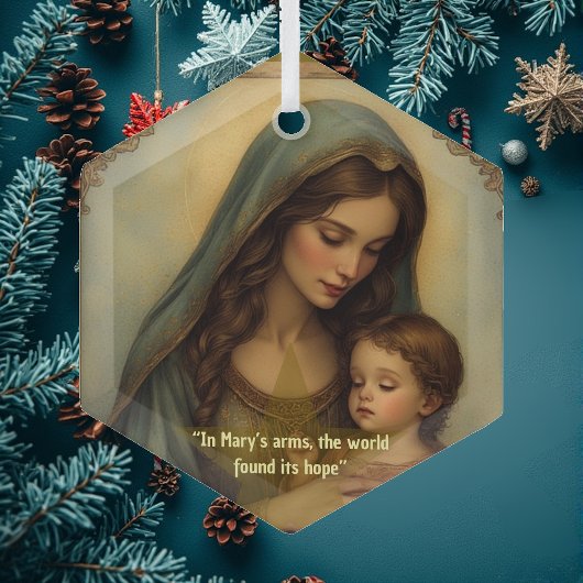 Vintage Madonna and Child Renaissance Art Minimal ガラスオーナメント