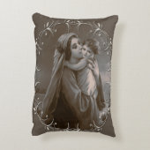 Vintage Madonna and Child with Silver Frame アクセントクッション (裏面(縦))