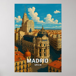 Vintage Madrid Spain Travel Poster ポスター