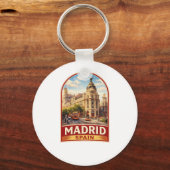 Vintage Madrid Spain Travel Poster Style Design キーホルダー (正面)
