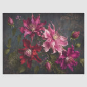 Vintage magenta Orchid Botanical Decoupage Paper 薄葉紙 (正面)