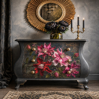 Vintage magenta Orchid Botanical Decoupage Paper 薄葉紙