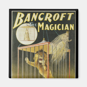 Vintage Magic Poster, Magician Bancroft and Lion マグネット