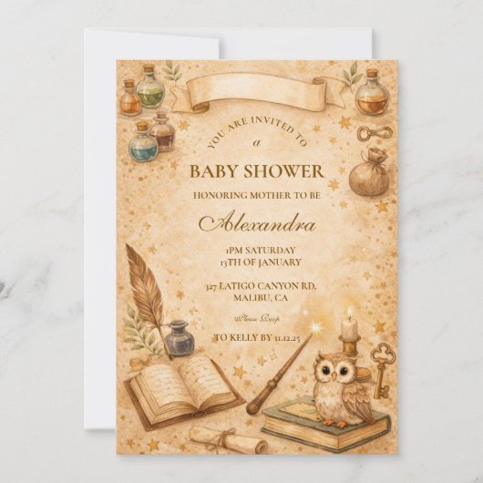 Vintage Magic Potion Baby Shower 招待状 (正面)