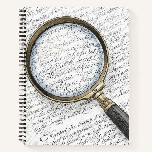 Vintage Magnifying Glass Ink Sketch Notebook ノートブック (正面)