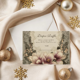 Vintage Magnolia Baby Shower Diapper Raffle エンクロージャーカード