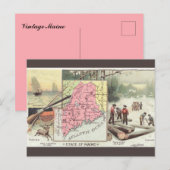 Vintage Maine Map ポストカード (正面/裏面)