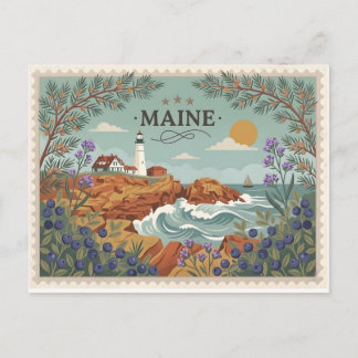 Vintage Maine State Trave Coastal Lighthouse シーズンポストカード