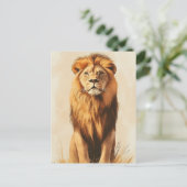 Vintage Majestätischer Löwe Wildtiere  ポストカード (スタンド正面)