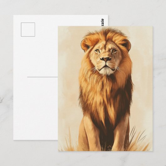 Vintage Majestätischer Löwe Wildtiere  ポストカード (正面/裏面)