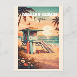 Vintage Malibu Beach California Travel Postcard  シーズンポストカード