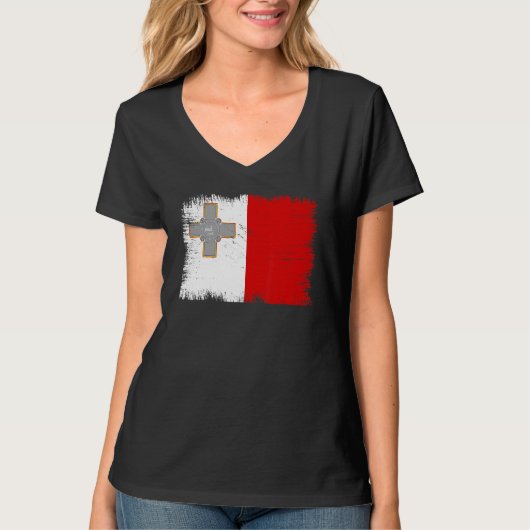Vintage Malta Flag Maltese Independence Day Tシャツ (正面)