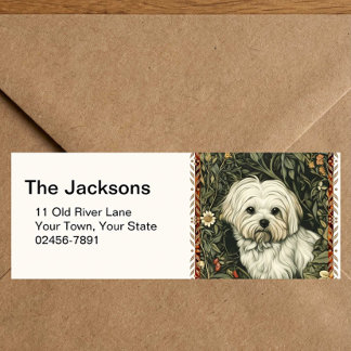 Vintage Maltese or Bichon Frise puppy Dog ラベル