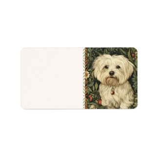 Vintage Maltese or Bichon puppy Dog ラベル