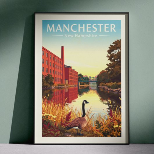 Vintage Manchester New Hampshire ポスター