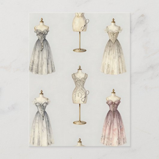 Vintage Mannequin Ballgown Pattern ポストカード (正面)