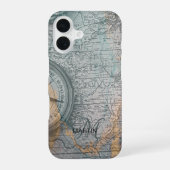 Vintage Map Compass Monogram iPhone 16ケース (裏面)
