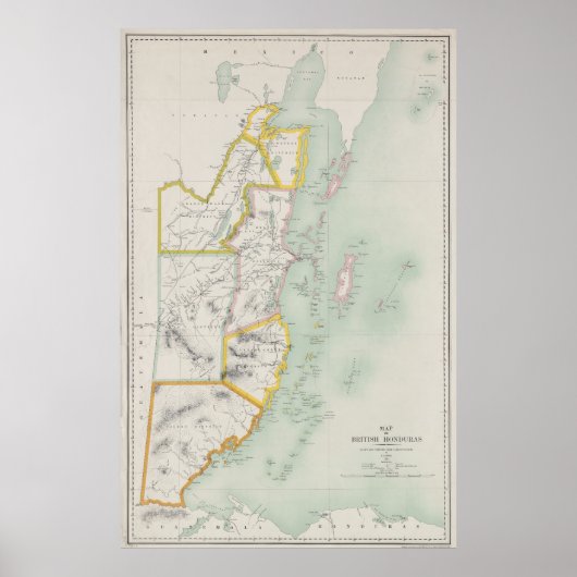 Vintage Map of Belize (1921) ポスター (正面)