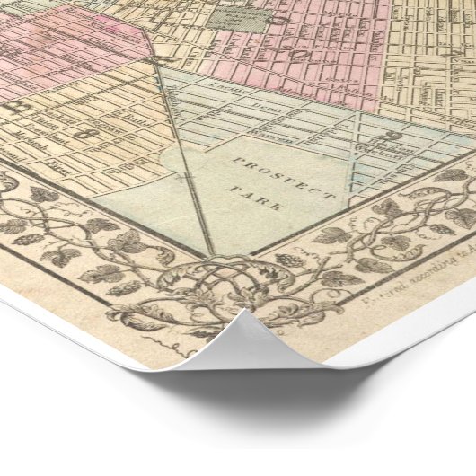 Vintage Map of Brooklyn ポスター (角)