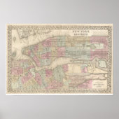 Vintage Map of Brooklyn ポスター (正面)