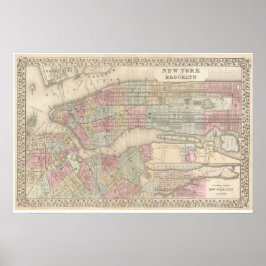 Vintage Map of Brooklyn ポスター