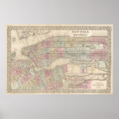 Vintage Map of Brooklyn ポスター (正面)