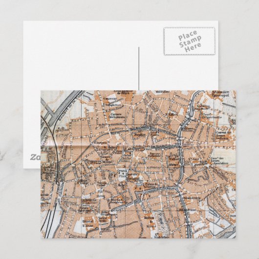 Vintage Map of Bruges (1905) ポストカード (正面/裏面)