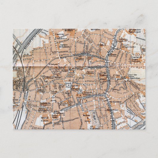 Vintage Map of Bruges (1905) ポストカード (正面)