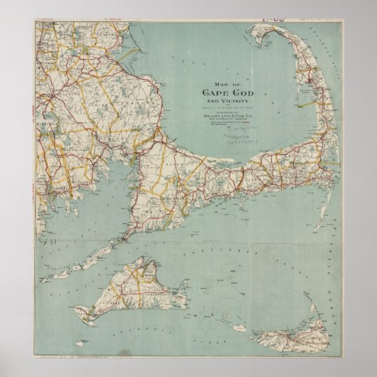 Vintage Map of Cape Cod (1917) ポスター (正面)