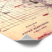 Vintage Map of Chicago Poster ポスター (角)