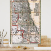 Vintage Map of Chicago Poster 1920 ポスター (キッチン)