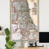 Vintage Map of Chicago Poster 1920 ポスター (ホームオフィス)