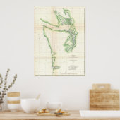Vintage Map of Coastal Washington State (1857) ポスター (キッチン)