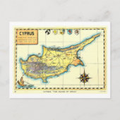 Vintage Map of Cyprus ポストカード (正面)