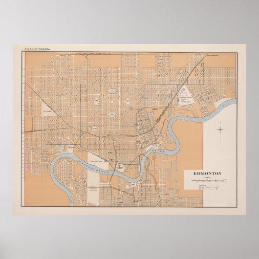 Vintage Map of Edmonton Canada (1915) ポスター (正面)