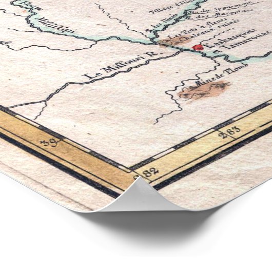 Vintage Map of Great Lakes ポスター (角)