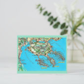 Vintage Map of Halkidiki Greece Postcard ポストカード (スタンド正面)