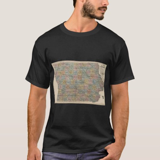 Vintage Map of Iowa 1875 Tシャツ (正面)