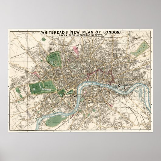 Vintage Map of London England (1853) ポスター (正面)
