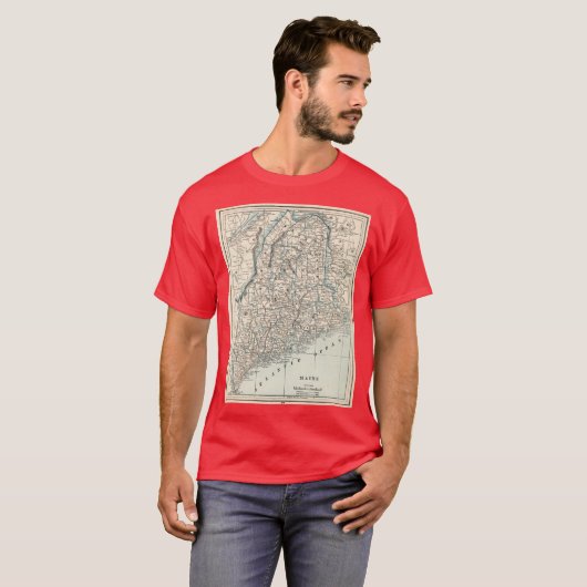Vintage Map of Maine 1893 Tシャツ (正面フル)