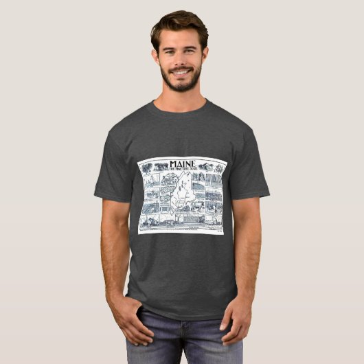 Vintage Map of Maine 1912 Tシャツ (正面フル)