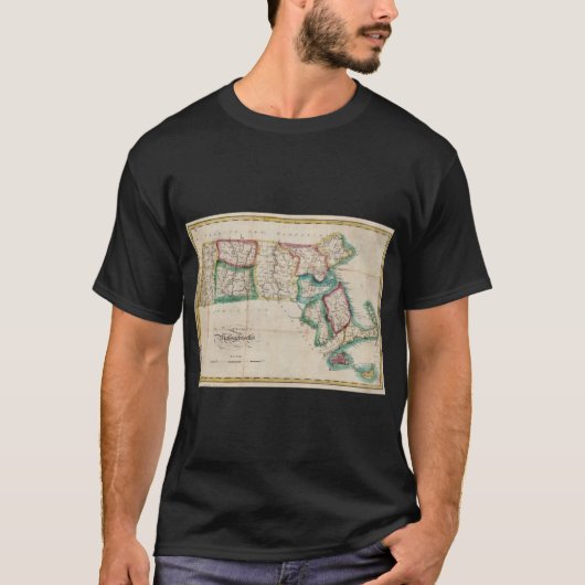 Vintage Map of Massachusetts 1827 Tシャツ (正面)