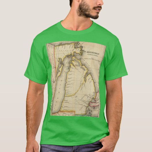 Vintage Map of Michigan 1822 Tシャツ (正面)