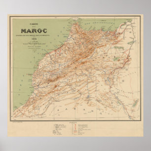 Vintage Map of Morocco (1912) ポスター