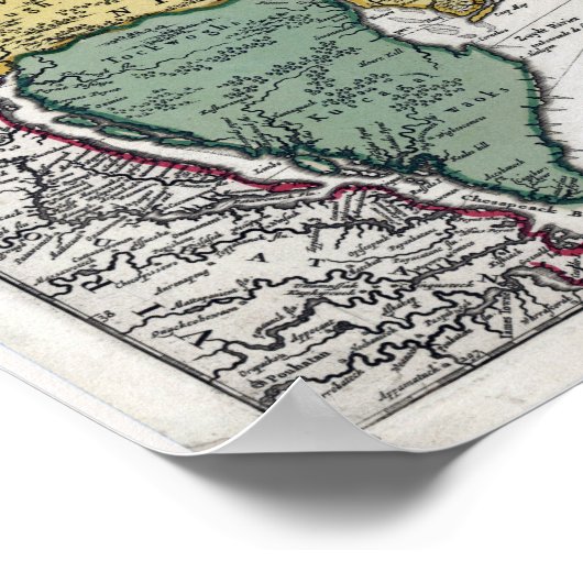 Vintage Map of New England ポスター (角)