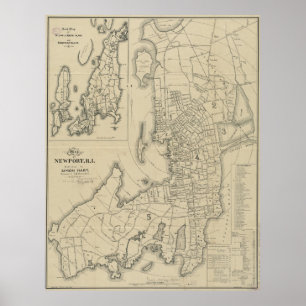 Vintage Map of Newport Rhode Island (1901) ポスター