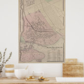 Vintage Map of Niagara Falls NY (1875) ポスター (キッチン)