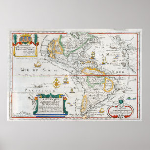 Vintage Map of North and South America ポスター